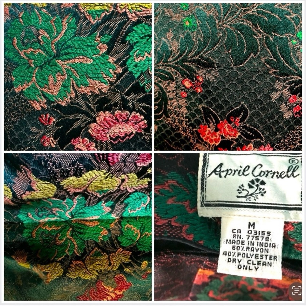Vintage  Floral Brocade Tapestry Pencil Maxi Skirt – Red, Gold by April Cornell - Picture 8 of 16